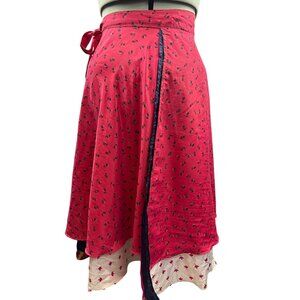 Bohemian Floral Print Asymmetrical Wrap Skirt Womens Size M